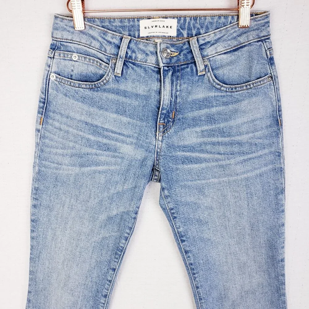 SLVRLAKE Scarlett Jeans Kick Flare Mid-Rise Raw Hem Size 25
